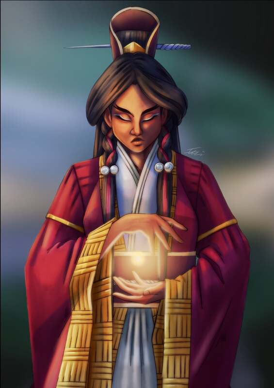 A person, wearing robes creating a ball of light between their palms