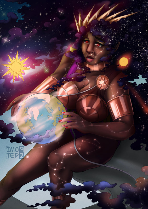 A woman holding and watching over the planet earth